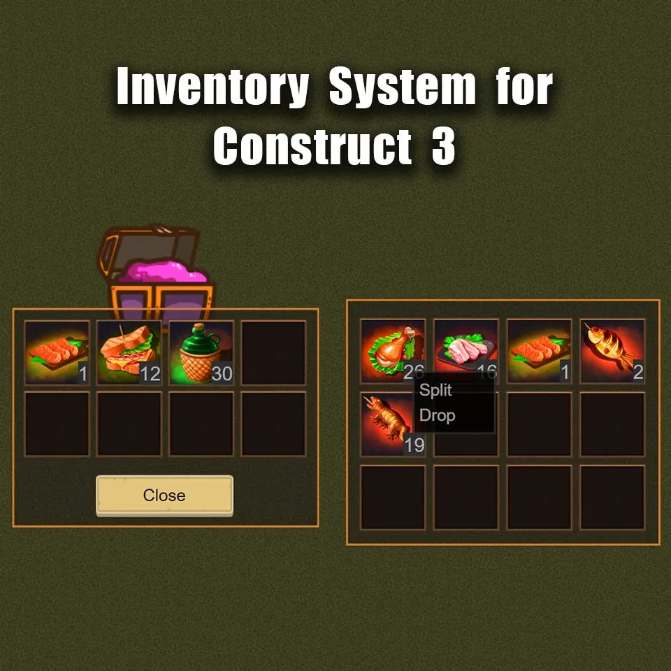 RPG-like inventory system for Construct 3 game engine