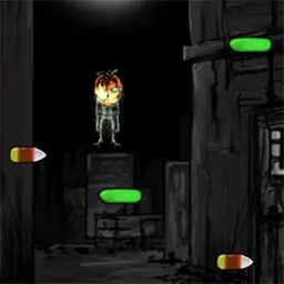 Candy Reaper Halloween browser game image showing the player jumping on candy and sweets