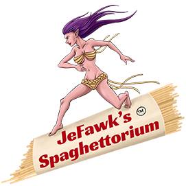 JeFawk's Spaghettorium logo - high quality games and related bullshit.
