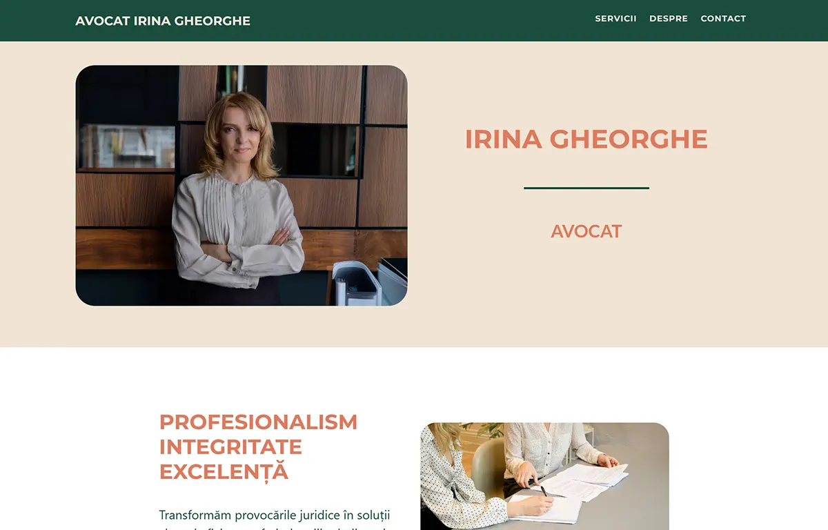 Website made for client Avocat (Lawyer) Irina Gheorghe